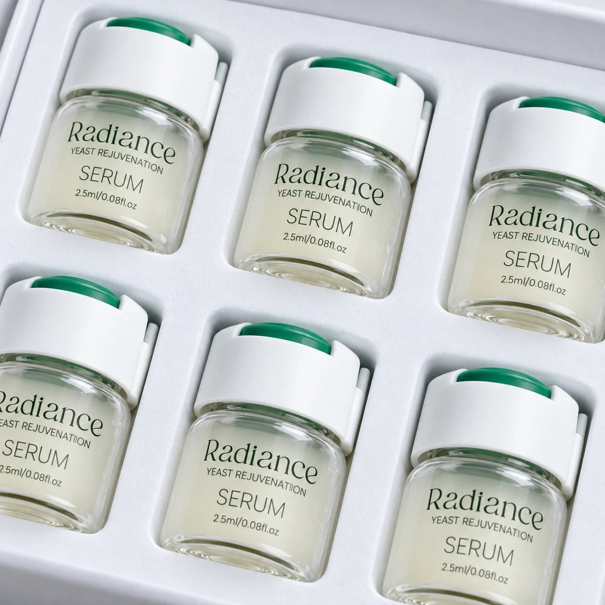 Refining Serum jars in the tray, close-up